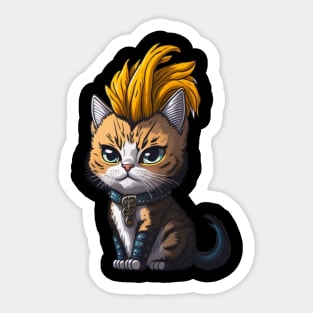 Cute Chaotic Punk Cat Rockstar Sticker